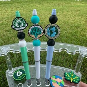 2/$14 Silicone Beaded Pens - recycle/save the planet themed